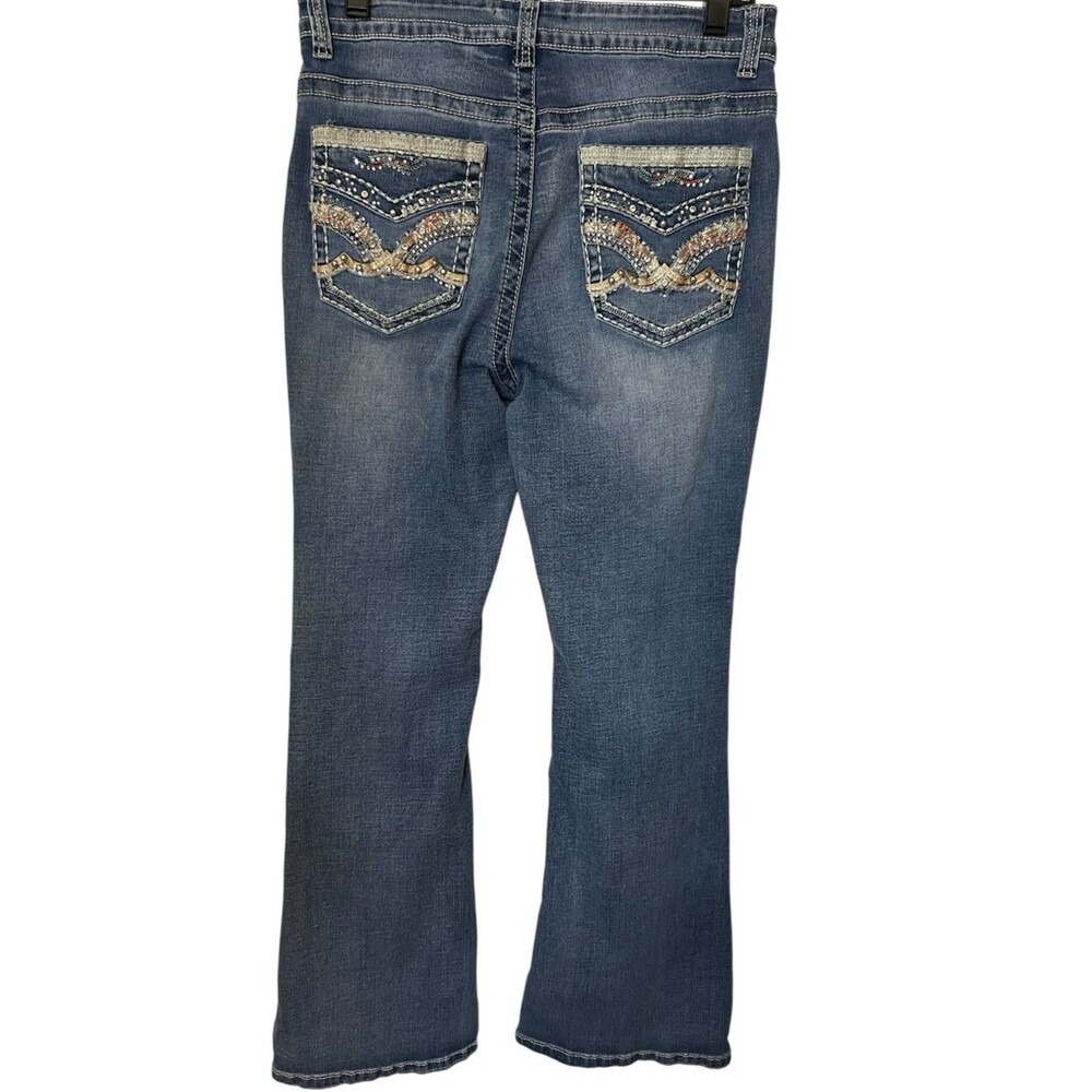 Legend Womens Denim Size 13 Beaded Rhinestone High Rise Flare Blue Jeans
